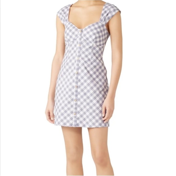Saylor Hadleigh Summer Mini Dress Blue and White Checkered - Picture 1 of 10